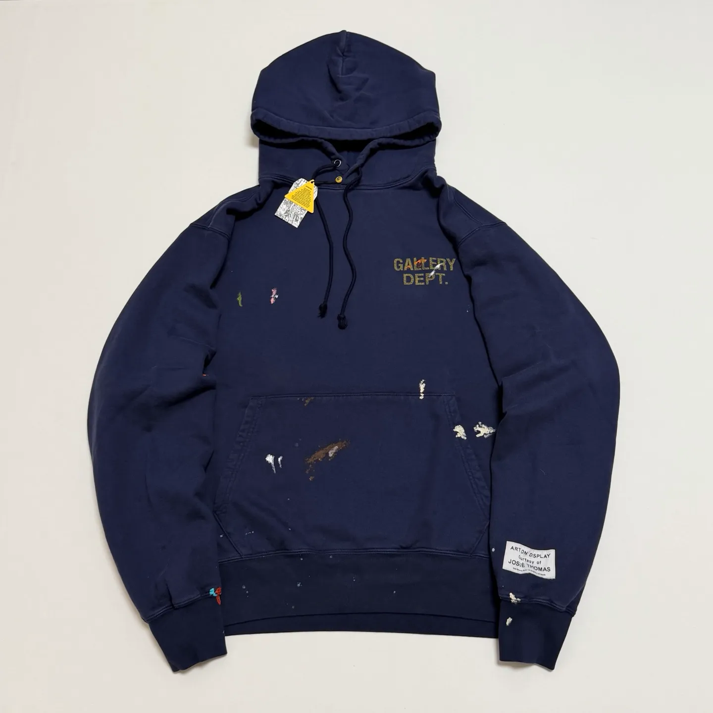 GALLERY DEPT. PAINT LOGO HOODIE/Vintage Navy Purple English graffiti distressed hoodie Purple S-XL Front panel GD ENGLISH logo Enlarged back logo Ready-to-wear belt printed with wash and distressed Made with faded distressed texture There is "Art on Display" pattern patch on the cuffs All painted by old craftsmen with splashes of ink Original mold opening Fabric custom woven and dyed Perfect reproduction of the correct version